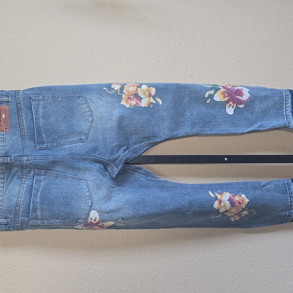 NWOT One Teaspoon Saints Orchid Painted Jeans. Size 26 - Picture 6 of 9